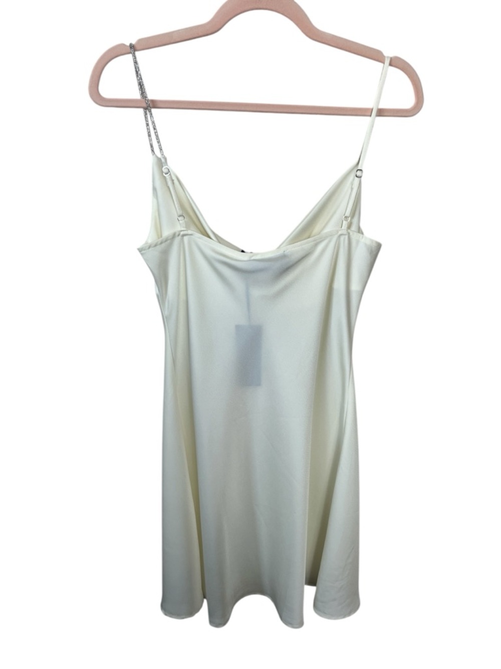 RtA Ivory Satin Mini Slip Dress Rhinestone Strap Cowl Neck Medium NWT - Picture 4 of 10